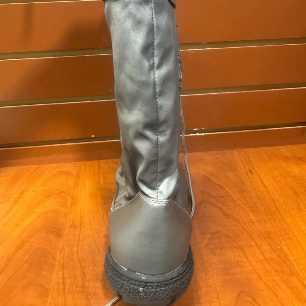 Women's Silver Winter Boots with Faux Fur Lining